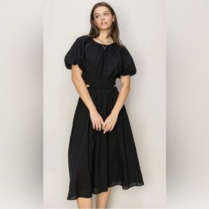 HYFVE Bubble Black Sleeve Midi Dress Back cutout Viral Style Flattering